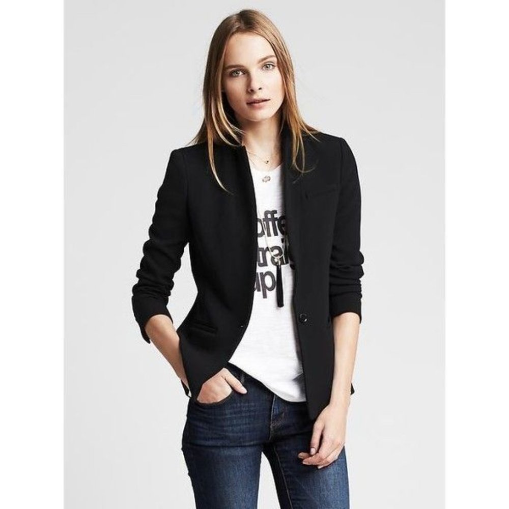 NWT! Black 100% Cotton One-Button Blazer